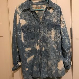 Paint splattered jean shirt